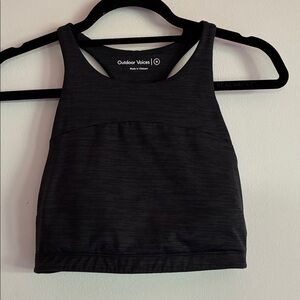 Outdoor Voices Black/Grey Racerback Cropped Tank Sports Bra